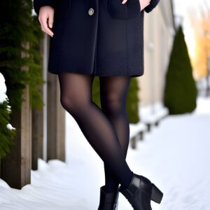 Die Detailaufnahme zeigt die Beine eines Fotomodell bei einem Fotoshooting im Herbst und Winter mit einer wärmende Strumpfhose bekleidet